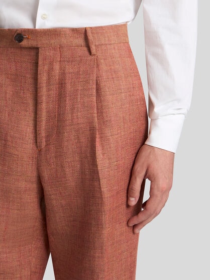 LINEN AND COTTON SLUB TROUSERS