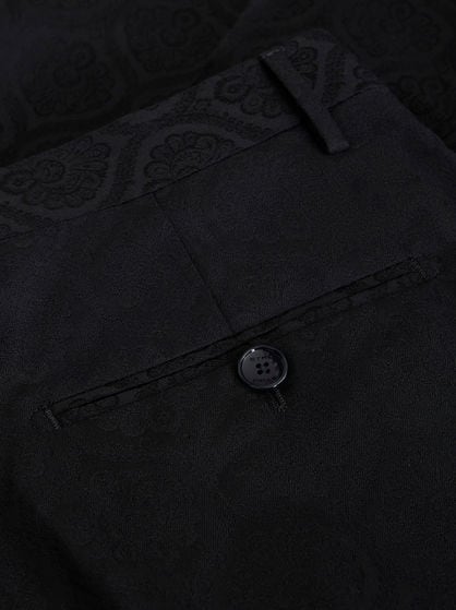 WOOL AND COTTON JACQUARD TROUSERS