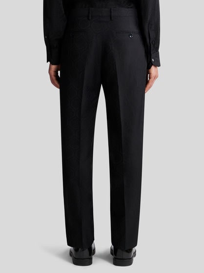 WOOL AND COTTON JACQUARD TROUSERS