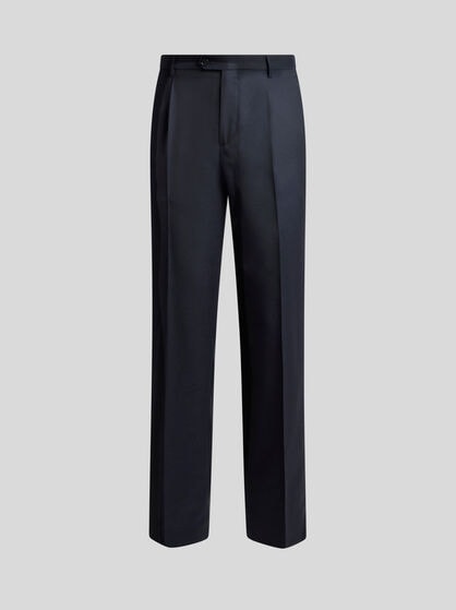 WOOL-BLEND FLANNEL TROUSERS WITH CREASE DETAIL