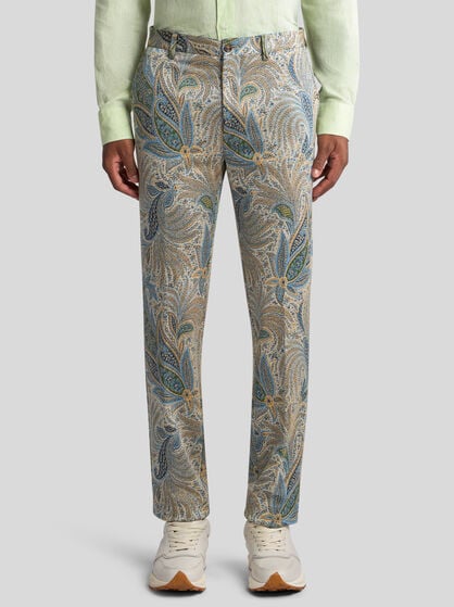 TAILORED FOLIAGE-DESIGN TROUSERS