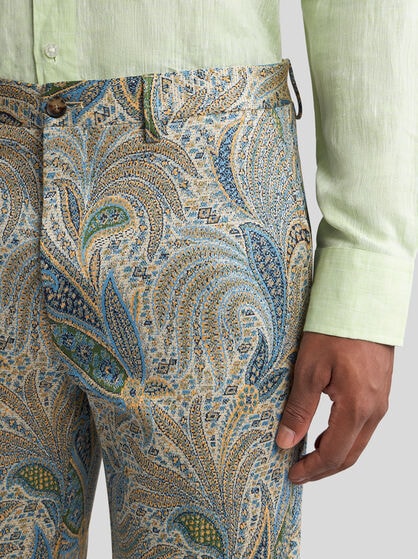 TAILORED FOLIAGE-DESIGN TROUSERS