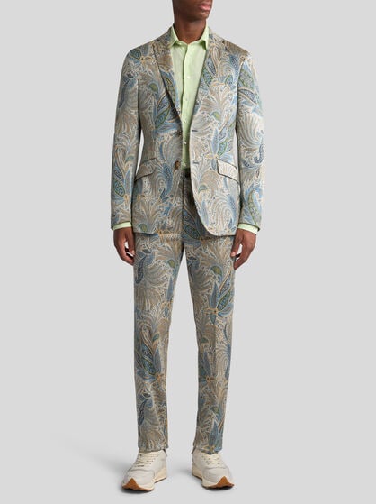 TAILORED FOLIAGE-DESIGN TROUSERS