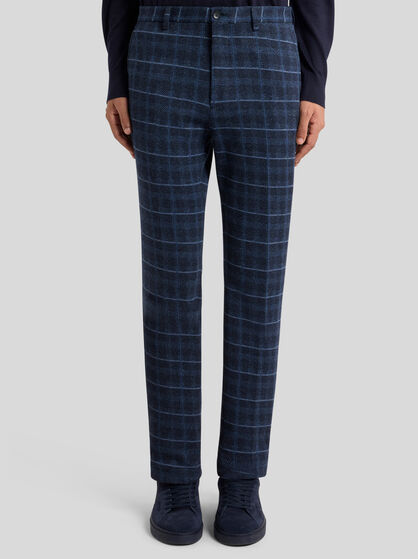 CHECK JERSEY TROUSERS