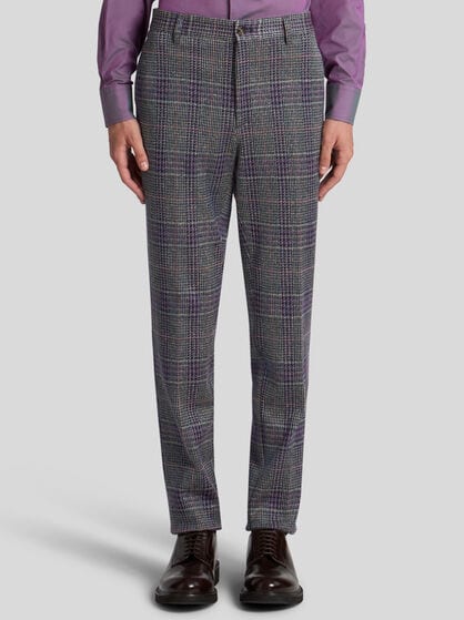 CHECK COTTON-BLEND TROUSERS