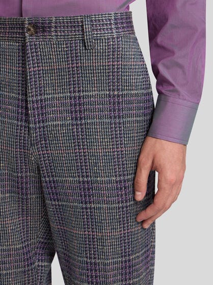 CHECK COTTON-BLEND TROUSERS