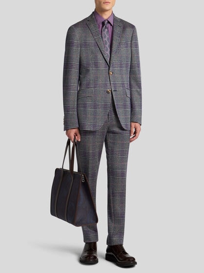 CHECK COTTON-BLEND TROUSERS