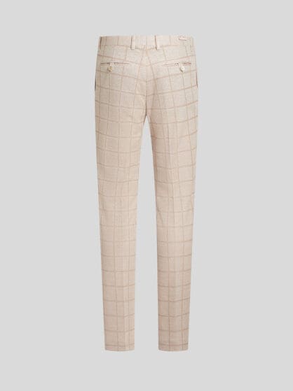 CHECK LINEN-BLEND TROUSERS