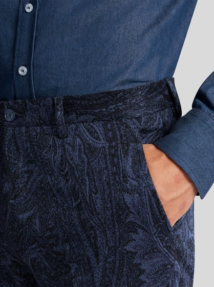 PAISLEY COTTON JACQUARD TROUSERS