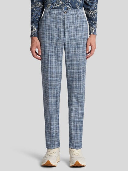 CHECK WOOL-BLEND TROUSERS
