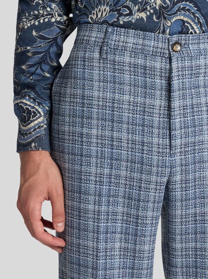 CHECK WOOL-BLEND TROUSERS