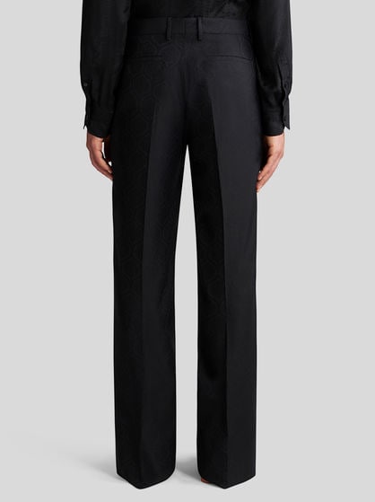 WOOL AND COTTON JACQUARD TROUSERS