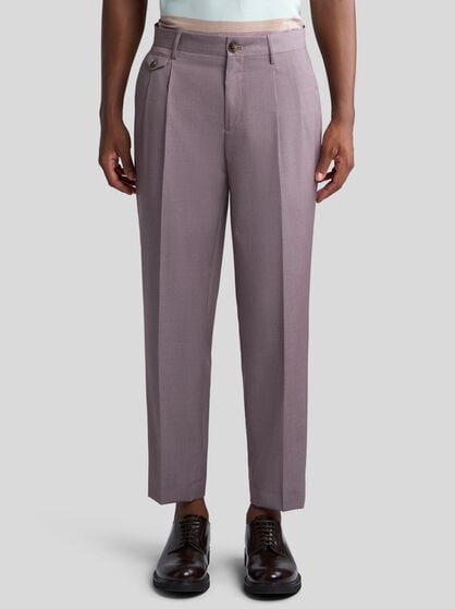 CARROT-LEG WOOL TROUSERS