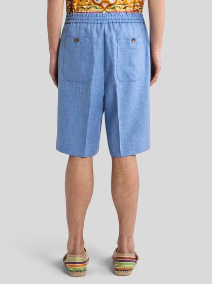 LINEN AND WOOL BERMUDA SHORTS