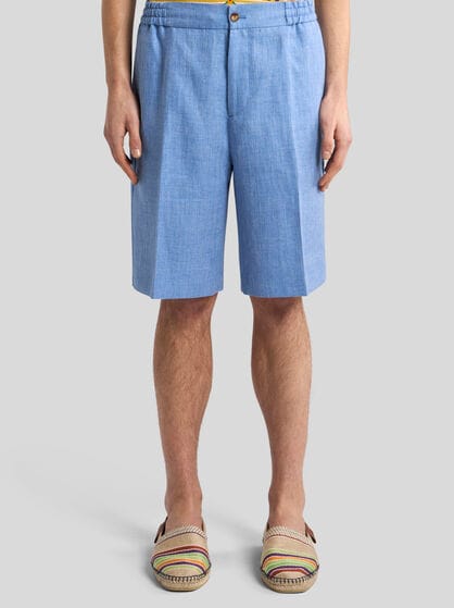 LINEN AND WOOL BERMUDA SHORTS