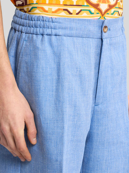 LINEN AND WOOL BERMUDA SHORTS