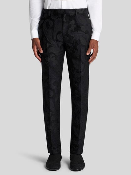 FLORAL PAISLEY EVENING TROUSERS WITH BAND DETAIL