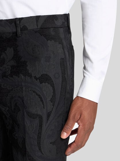 FLORAL PAISLEY EVENING TROUSERS WITH BAND DETAIL