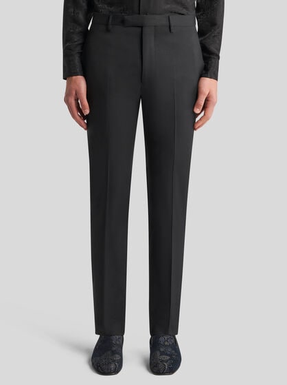 SLIM-FIT TROUSERS WITH SILK DETAILS