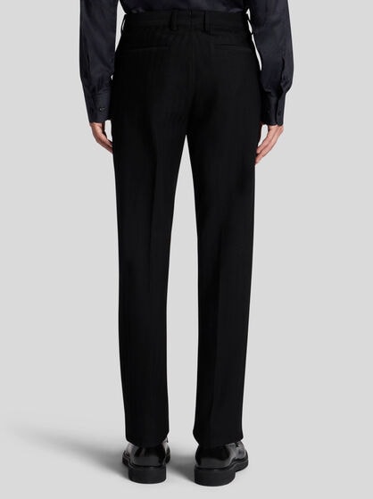 STRIPED-EFFECT JACQUARD EVENING TROUSERS
