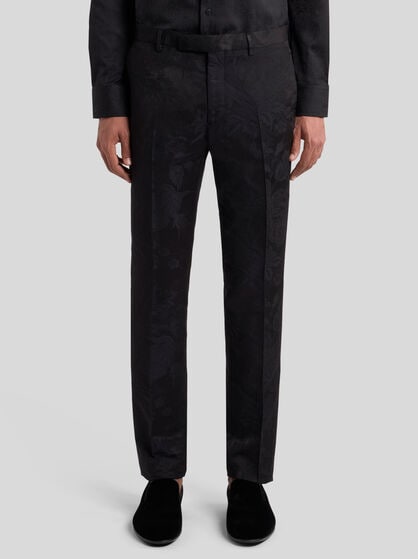 WOOL-BLEND JACQUARD TROUSERS