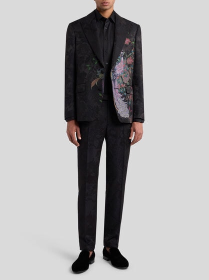 WOOL-BLEND JACQUARD TROUSERS