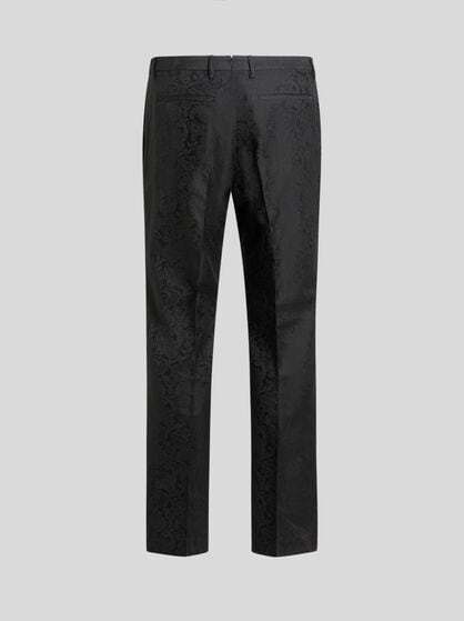 FLORAL LEAFY JACQUARD EVENING TROUSERS