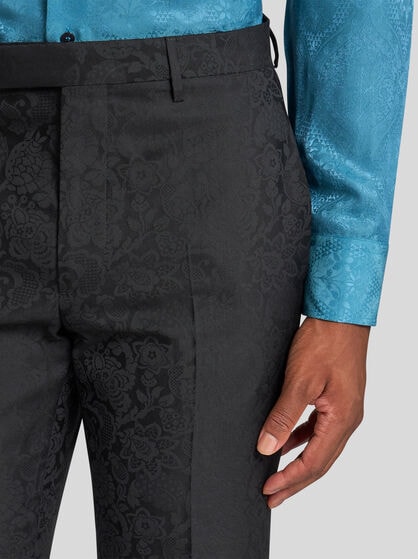 FLORAL LEAFY JACQUARD EVENING TROUSERS