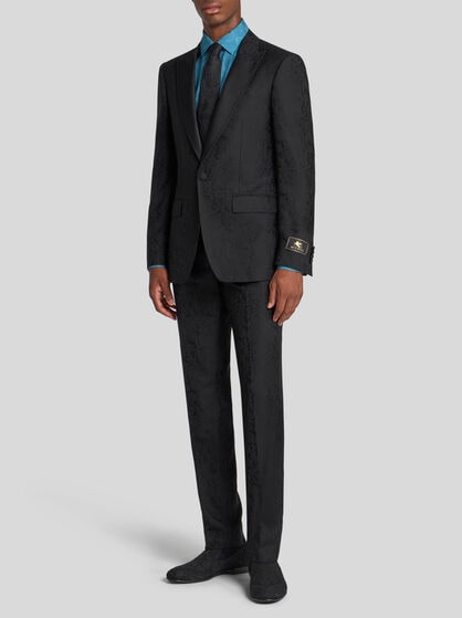 FLORAL LEAFY JACQUARD EVENING TROUSERS
