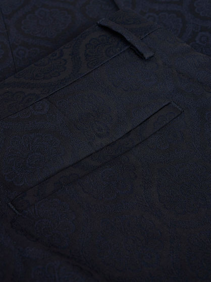 WOOL AND COTTON JACQUARD TROUSERS