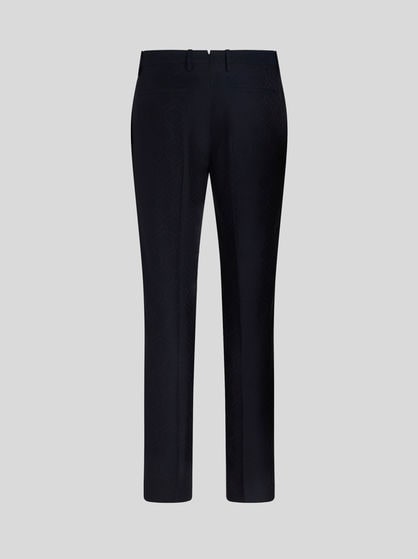 WOOL AND COTTON JACQUARD TROUSERS