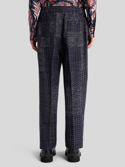 WOOL-BLEND PATCHWORK TROUSERS
