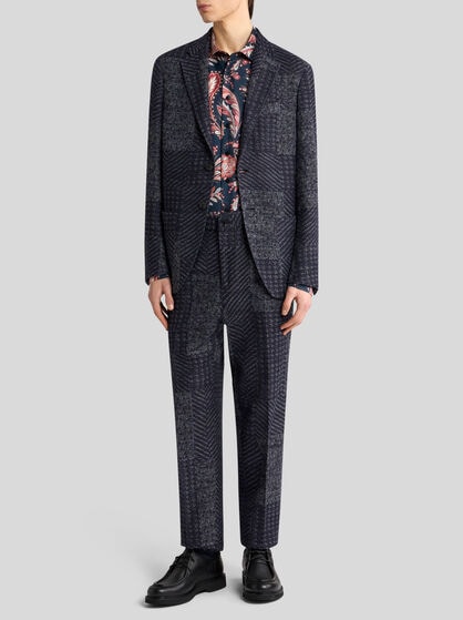 WOOL-BLEND PATCHWORK TROUSERS