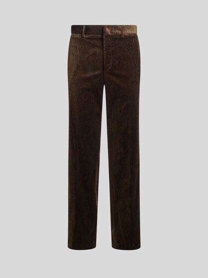STRAIGHT-LEG COTTON VELVET TROUSERS WITH ARNICA MOTIF