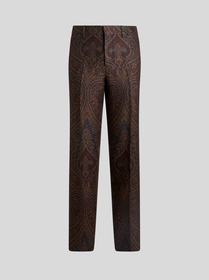 STRAIGHT-LEG WOOL-BLEND JACQUARD TROUSERS WITH PAISLEY MOTIF