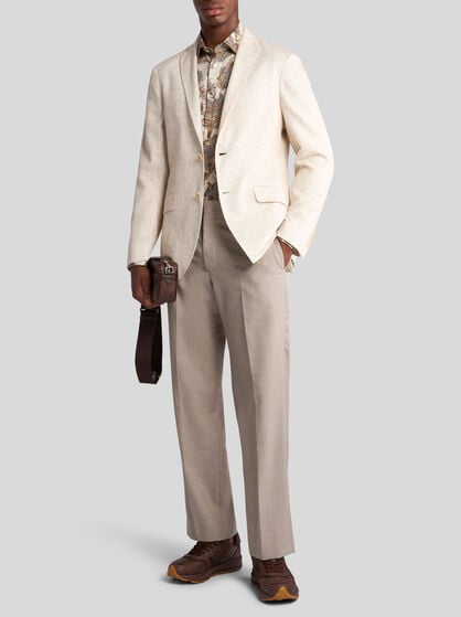 SLUB WOOL-BLEND TROUSERS