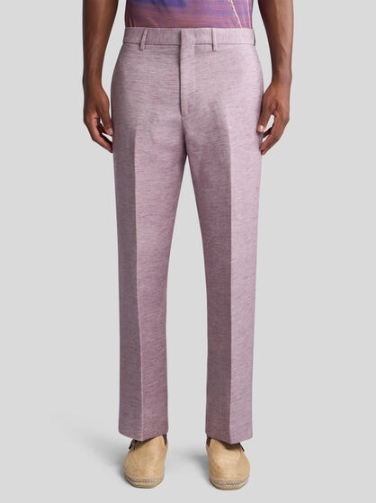 STRAIGHT-LEG SLUB TROUSERS