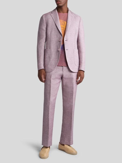 STRAIGHT-LEG SLUB TROUSERS