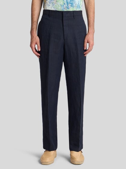STRAIGHT-LEG LINEN TROUSERS
