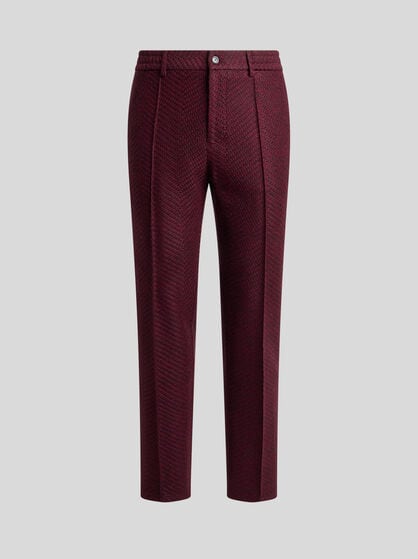 TROUSERS IN M&Eacute;LANGE-EFFECT WOOL-BLEND FABRIC