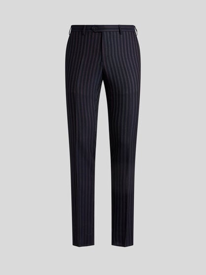 STRIPED WOOL-BLEND TROUSERS
