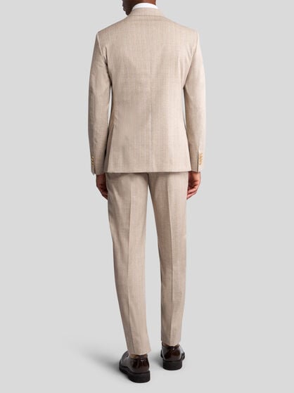 STRIPED WOOL AND COTTON SUIT
