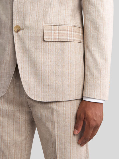 STRIPED WOOL AND COTTON SUIT