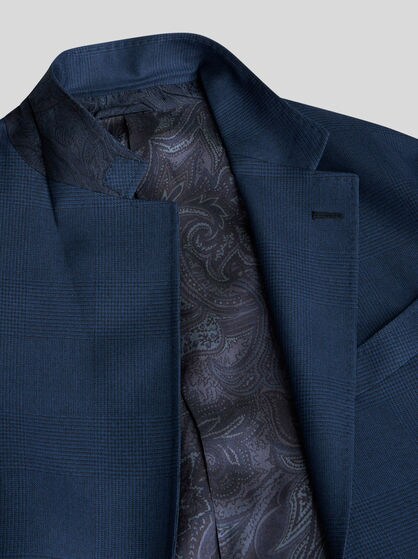 체크무늬 울 자카드 슈트