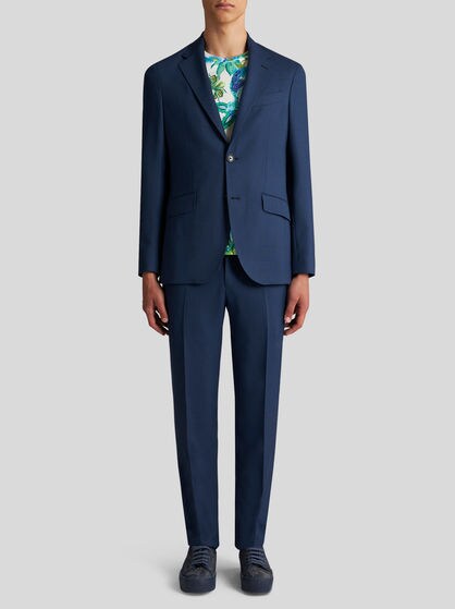 체크무늬 울 자카드 슈트