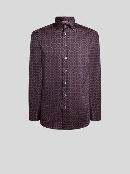 COTTON SATIN SHIRT WITH TIE MOTIF