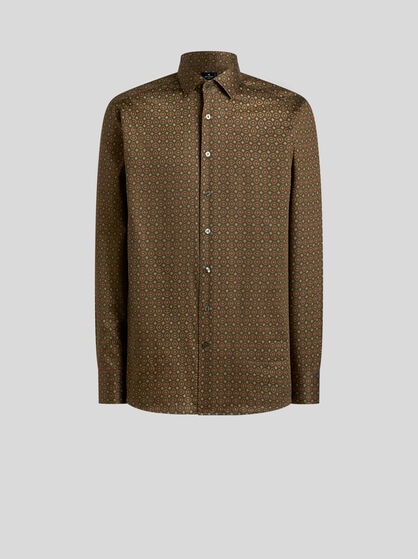 COTTON SATIN SHIRT WITH TIE MOTIF