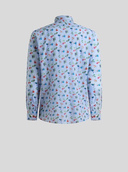MICRO-STRIPED SHIRT WITH FLOWERS
