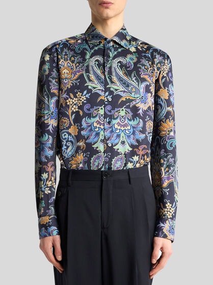 COTTON SHIRT WITH ALL-OVER FLORAL PRINT