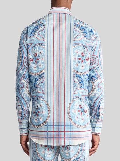 PAISLEY COTTON SHIRT WITH STRIPES